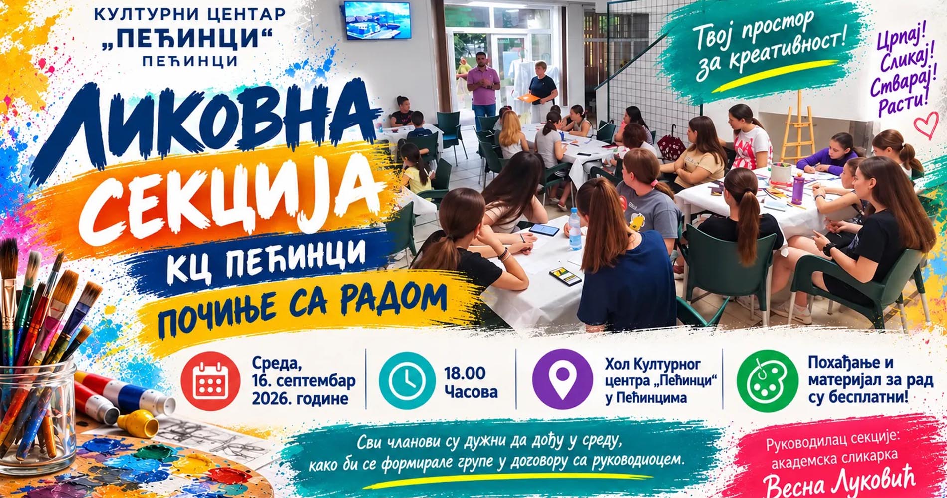 Сутра почиње са радом Ликовна секција КЦП