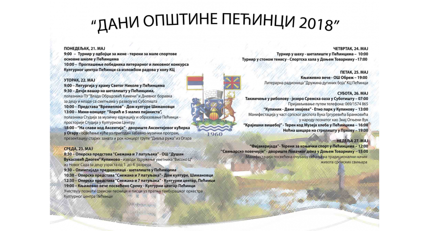 Sutra počinju Dani opštine Pećinci